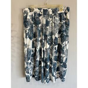 Lou Grey Capri Pants Wide Leg Womens Large Floral Print Coastal